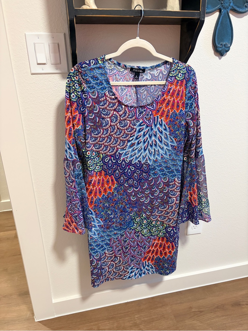 Roz & Ali Multicolor Paisley-Print Bell Sleeve Tunic